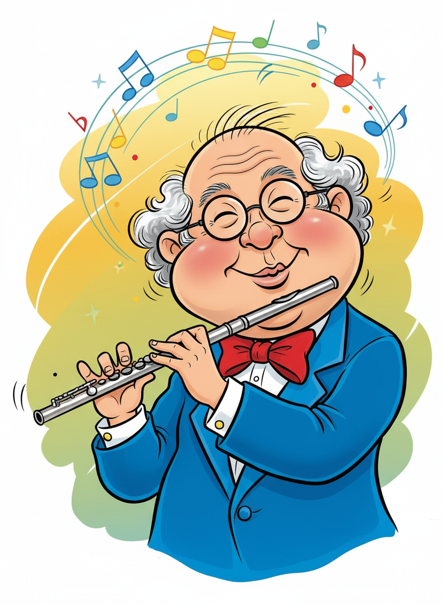 Caricature of Jean-Pierre Rampal